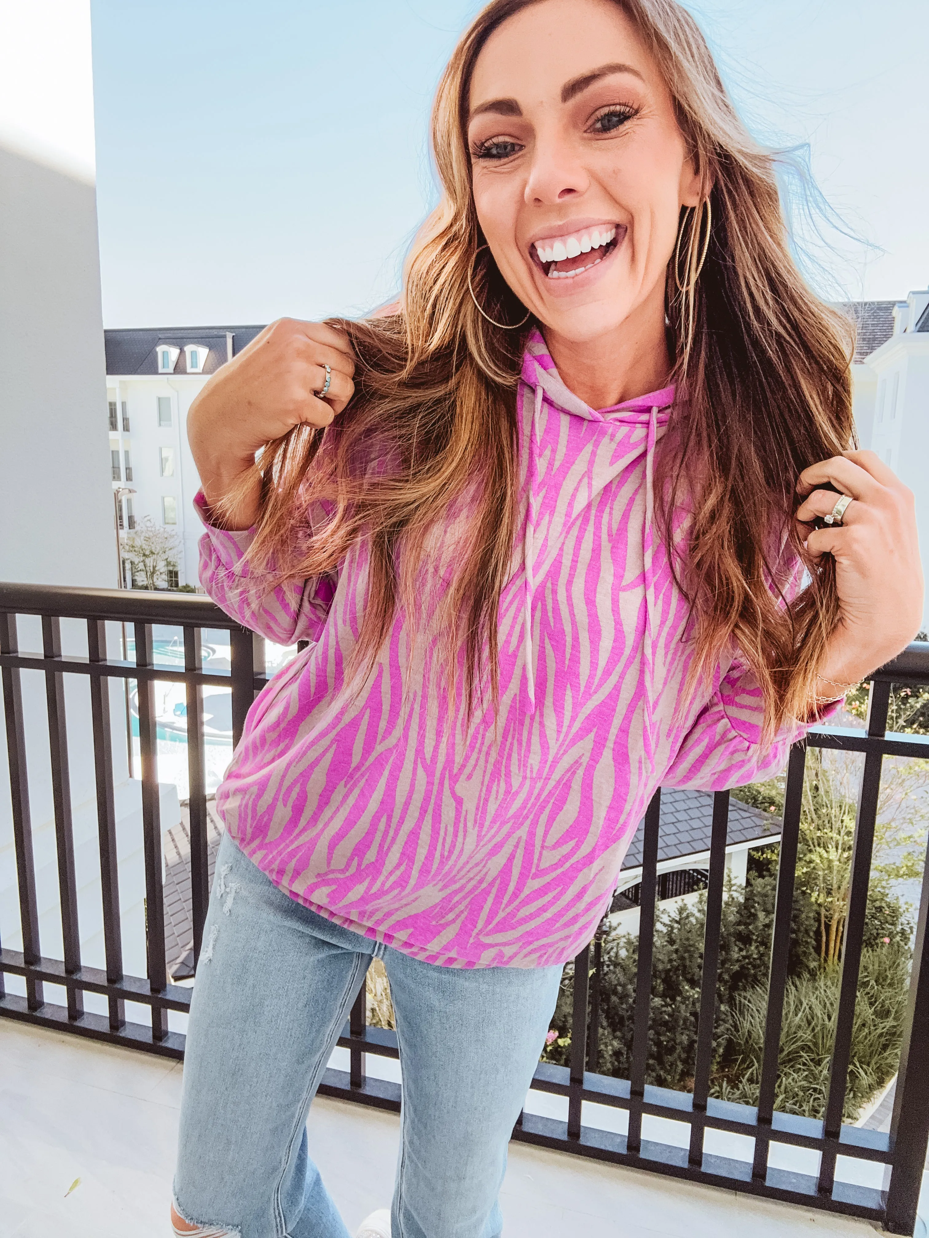 Magenta   Taupe Zebra Easy Hoodie