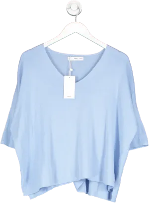 MANGO Blue Oversized Sweater With Three Quarter Sleeves BNWT UK XS