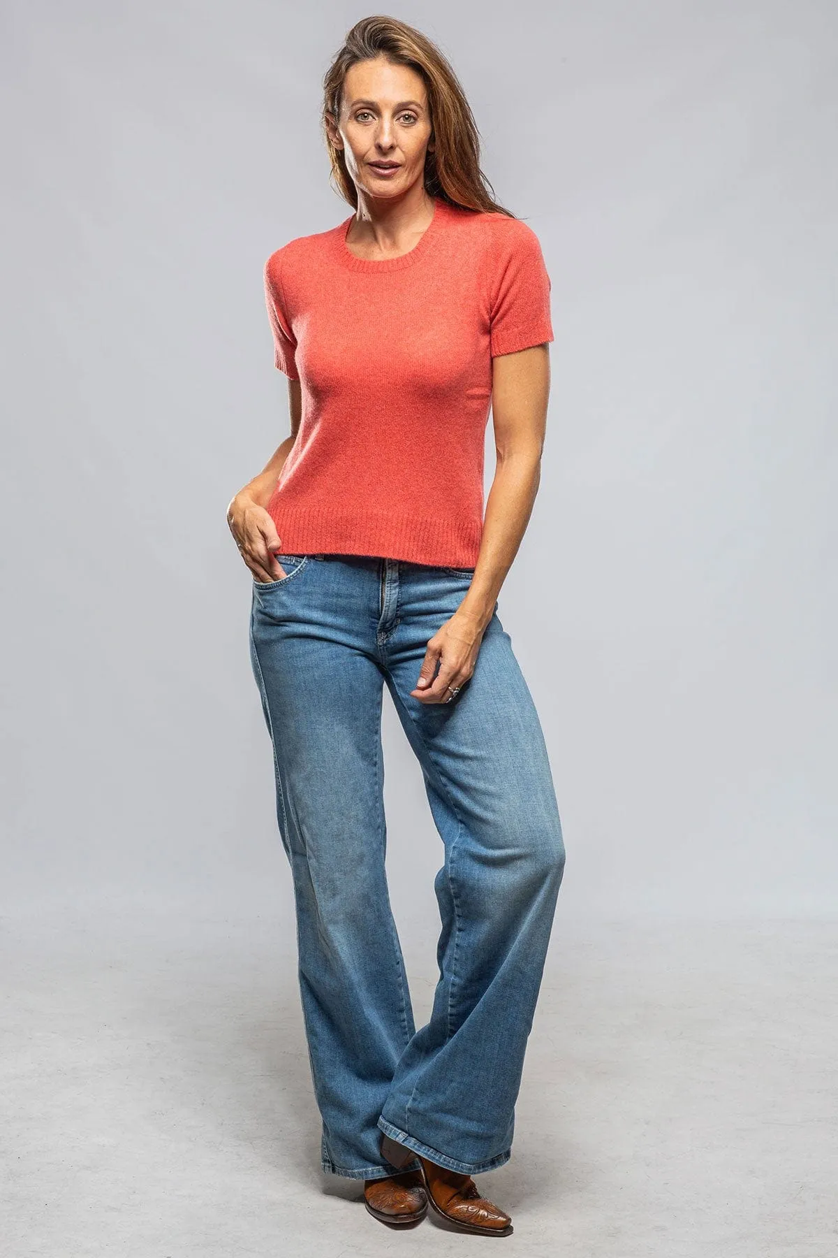 Maria S/S Cashmere Top In Coral