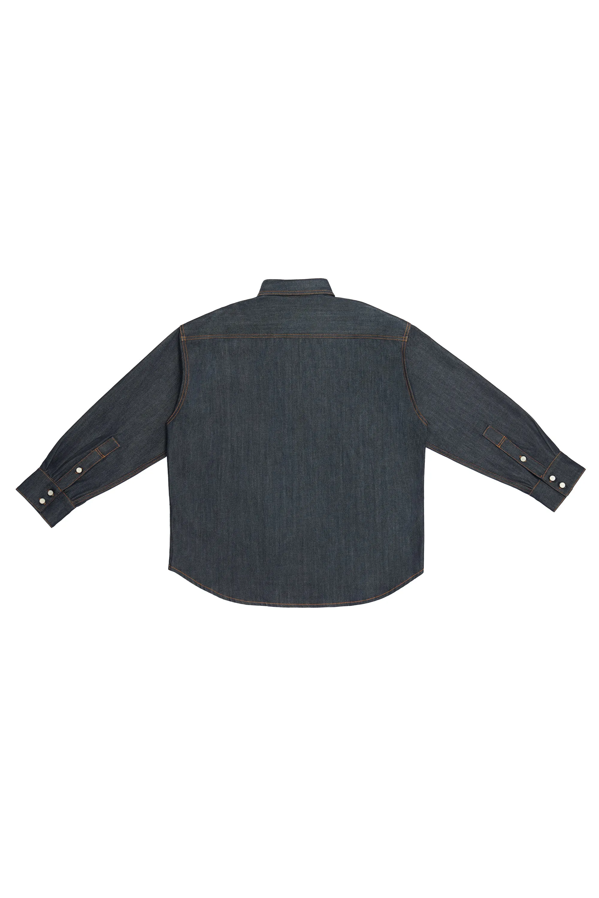 MEN'S OVERSIZED LONG SLEEVE BUTTON DOWN SHIRT WITH CONTRAST STITCHING
