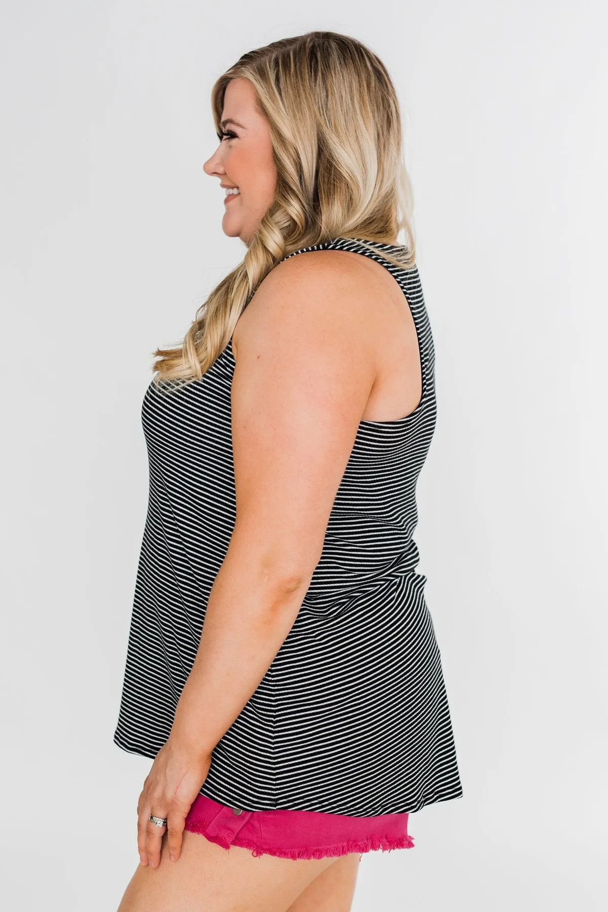 Mirage Criss Cross Tank Top - Black & White