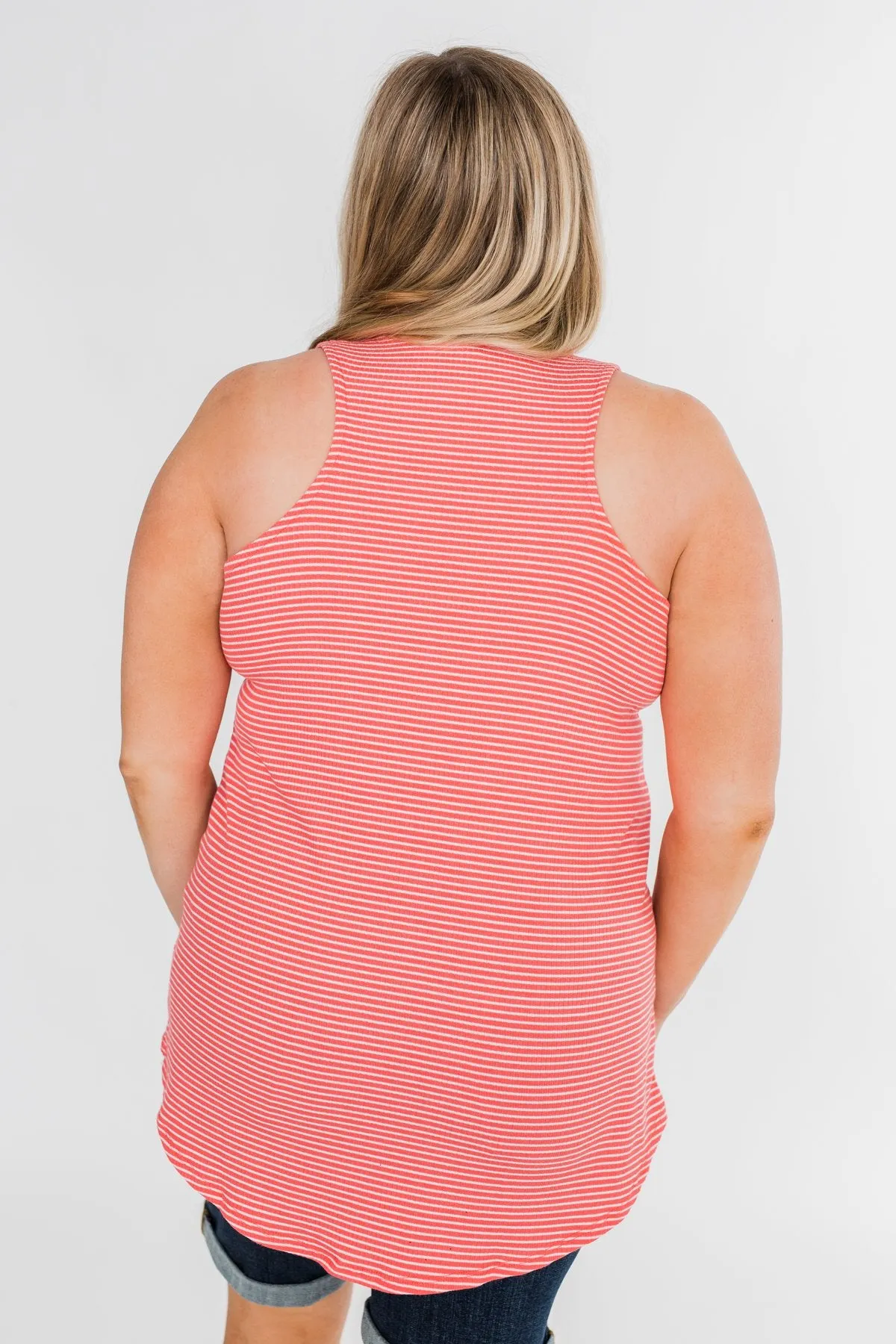 Mirage Criss Cross Tank Top- Pink & White