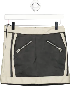 MURCI Black Pu Biker Mini Skirt With Beige Trim UK 6