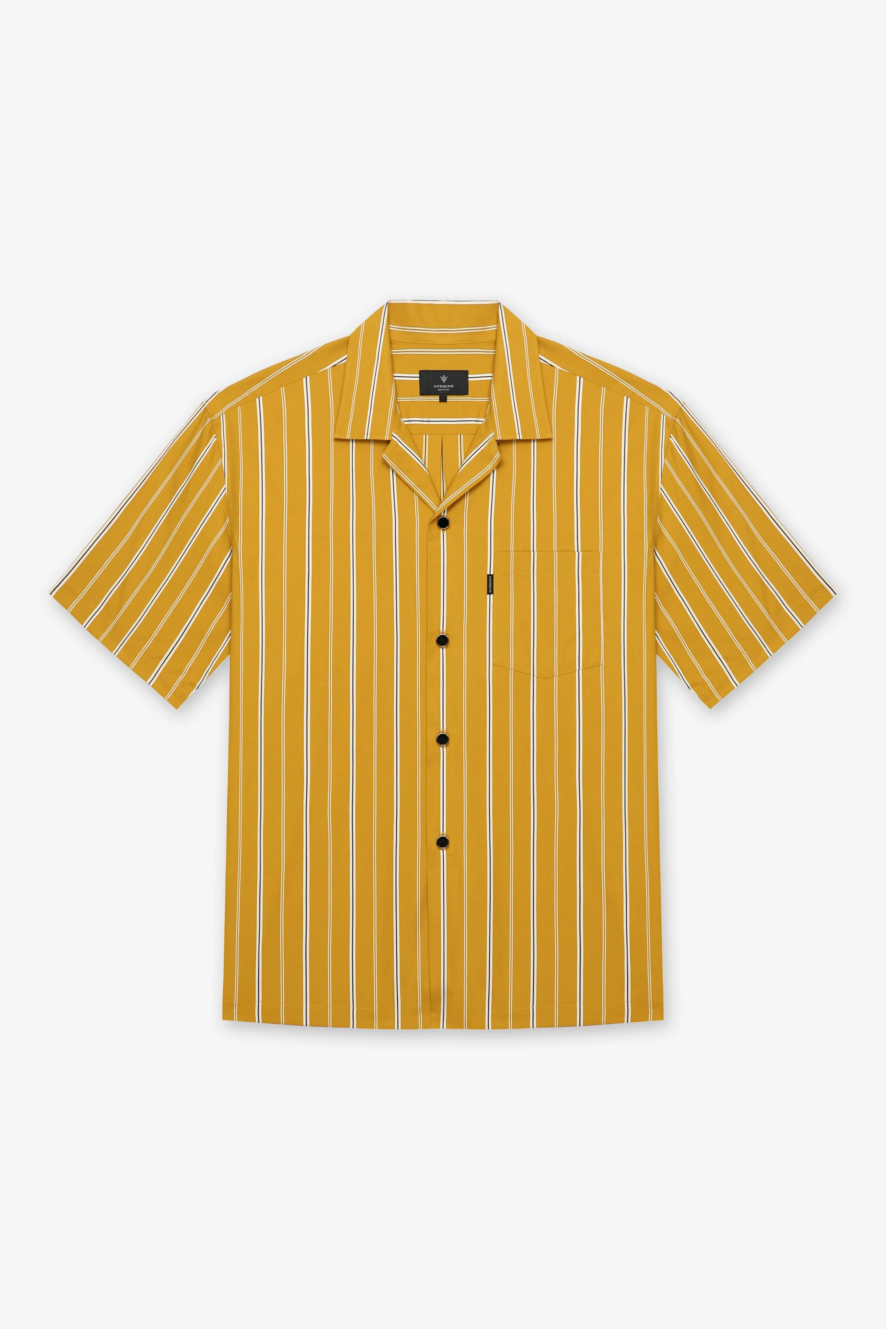 MUSTARD STRIPE SHIRT WITH GOLD BUTTONS
