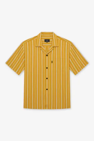 MUSTARD STRIPE SHIRT WITH GOLD BUTTONS