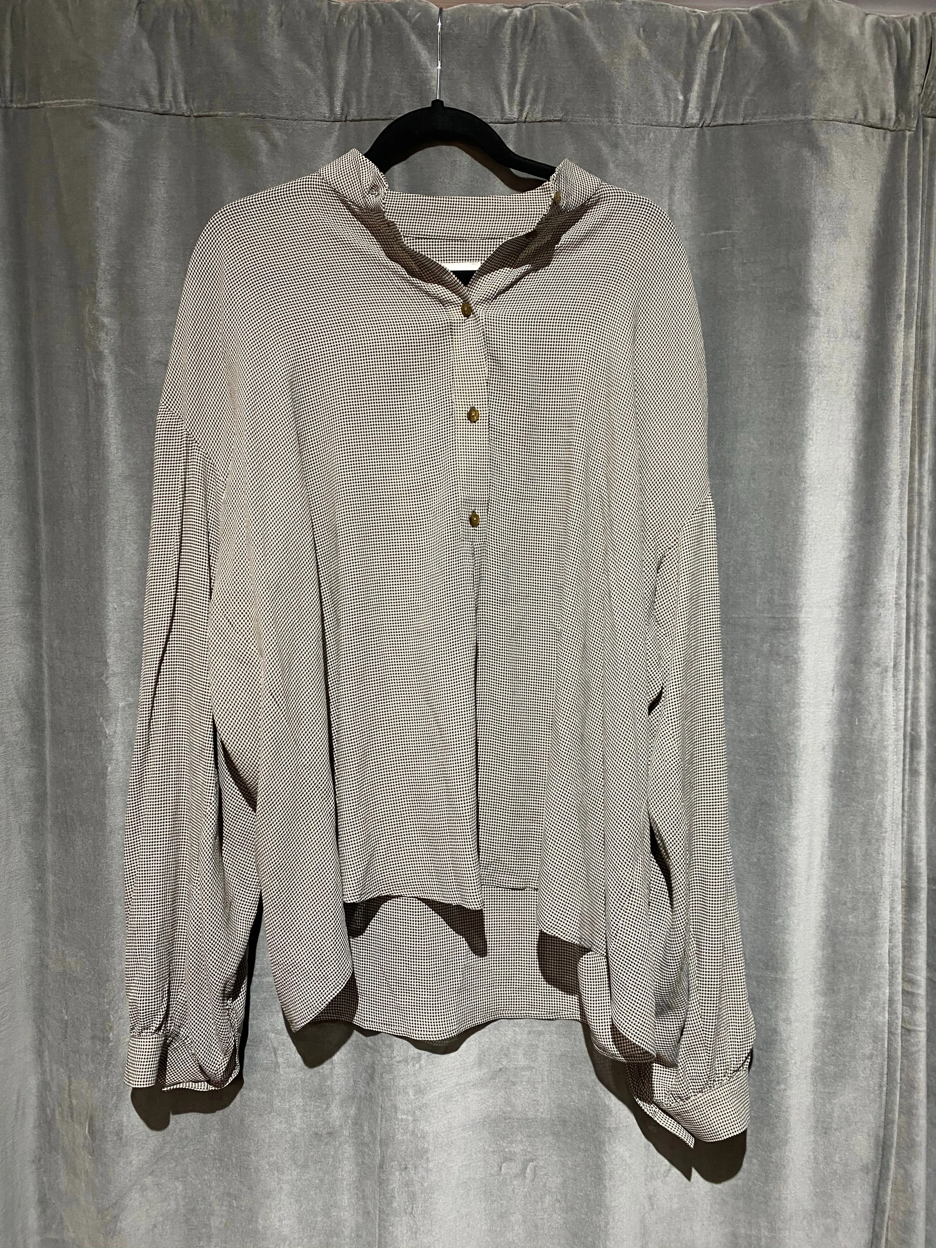 Nanushka Collarless Half Button Long Sleeve Oversized Blouse