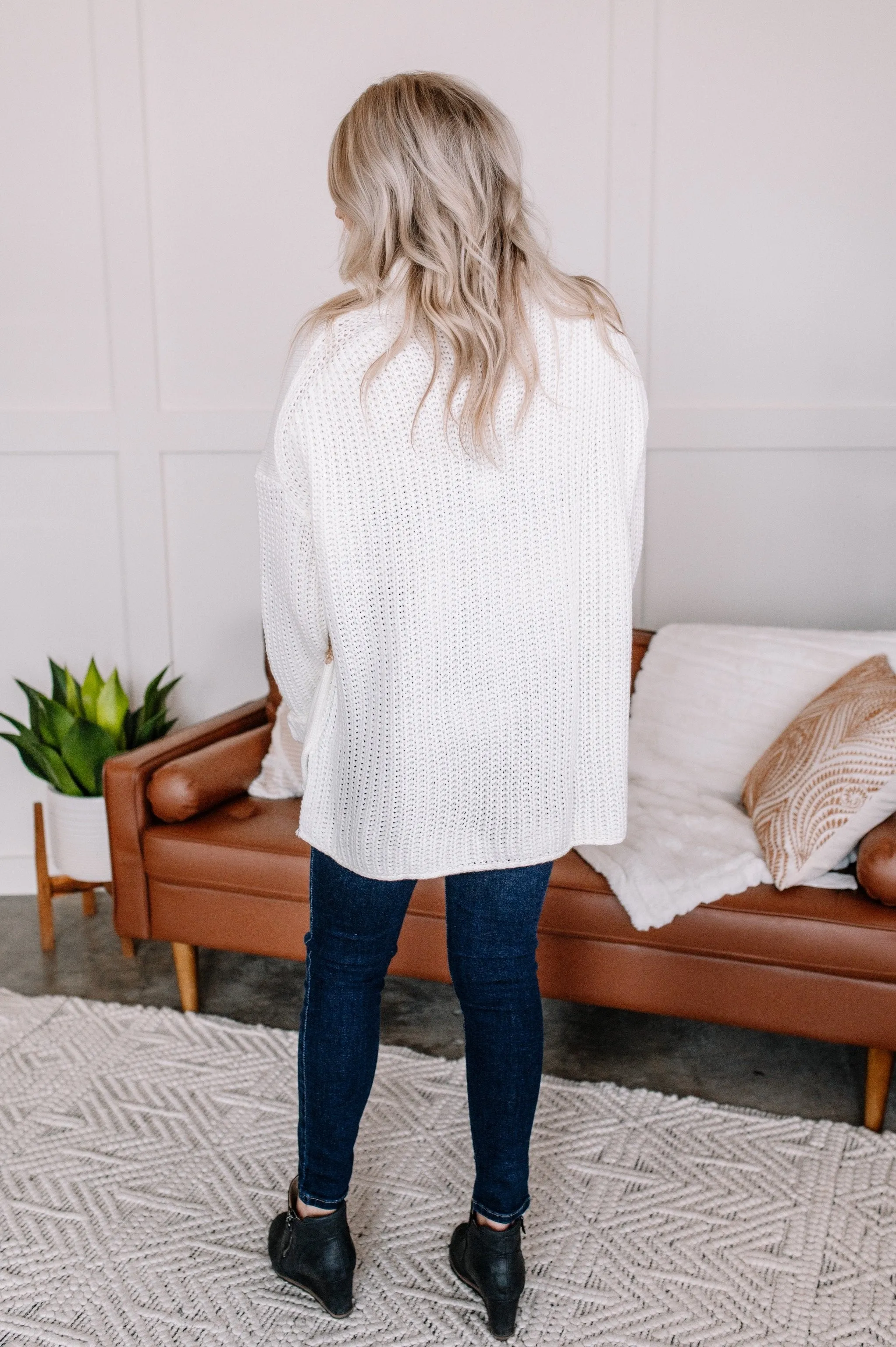 Necks In Line Knit Sweater In Snow Day