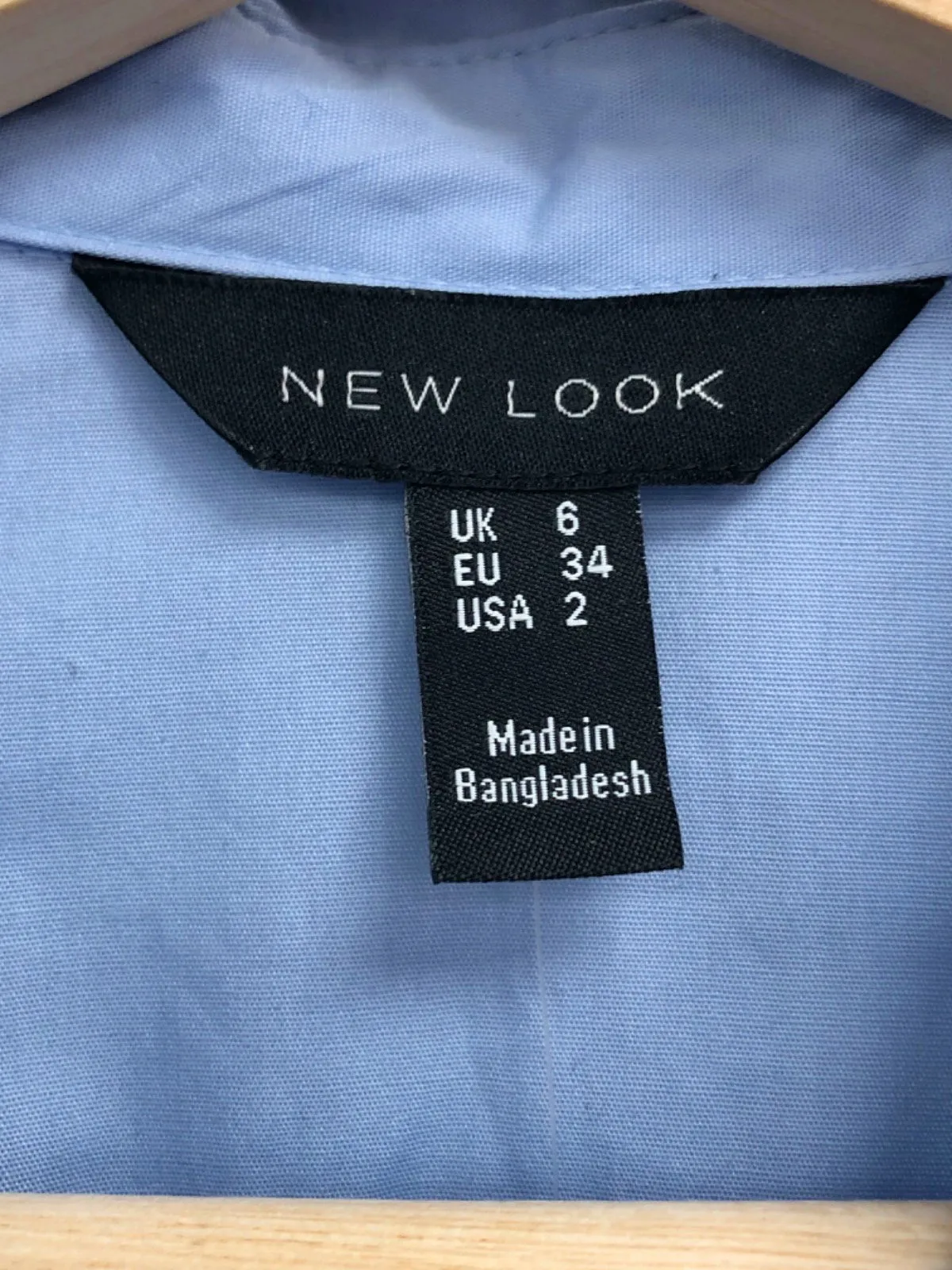 New Look Light Blue Poplin Oversized Shirt UK 6