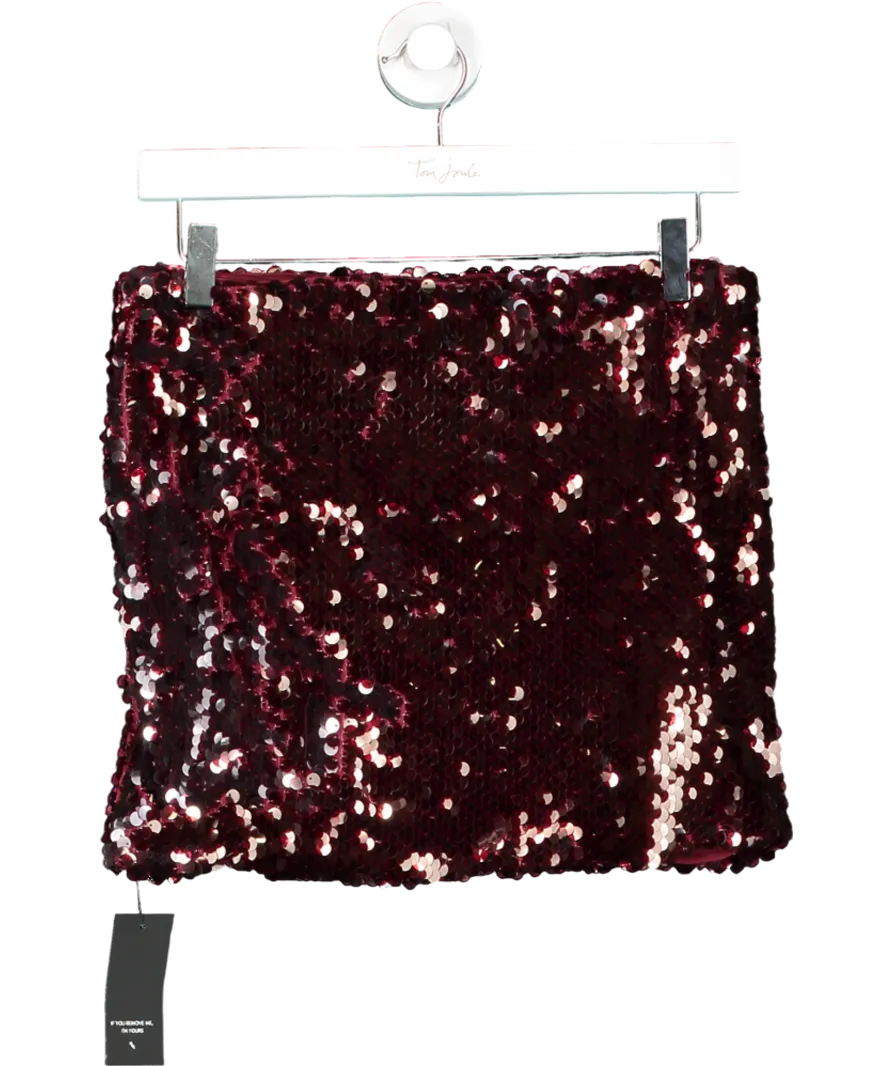 Noughts & Kisses Red Nala Sequin Mini Skirt UK XS