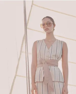 Once Was - Grace Linen Vest in Stripe