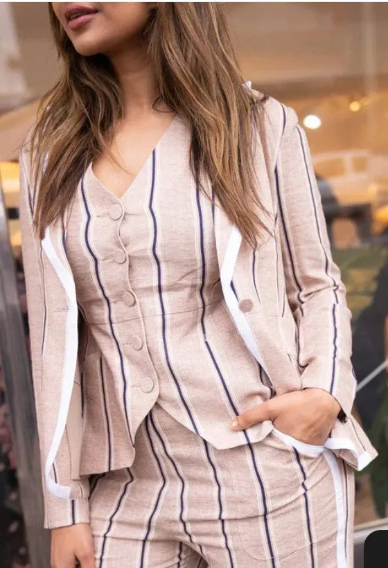 Once Was - Grace Linen Vest in Stripe