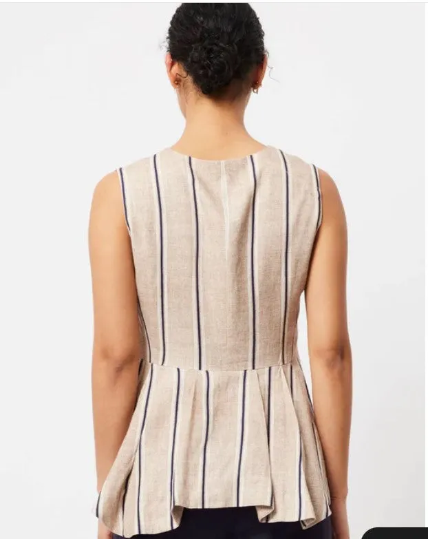 Once Was - Grace Linen Vest in Stripe