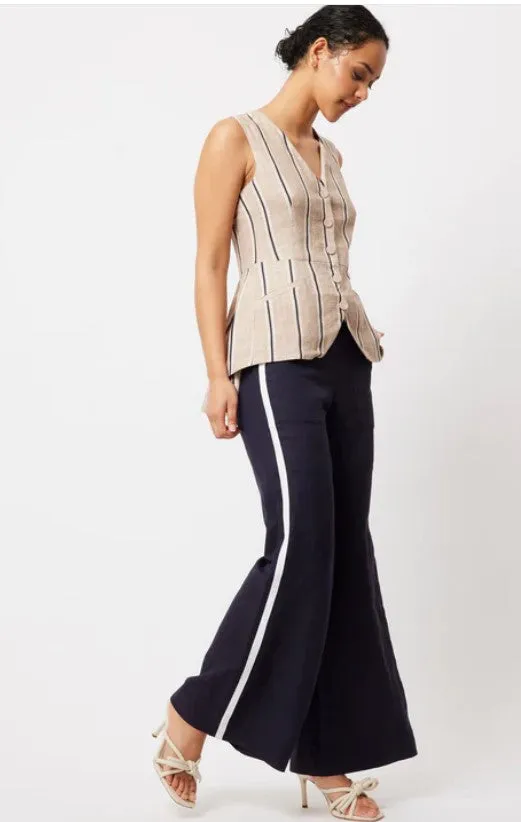 Once Was - Grace Linen Vest in Stripe