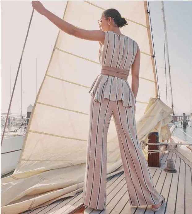 Once Was - Grace Linen Vest in Stripe