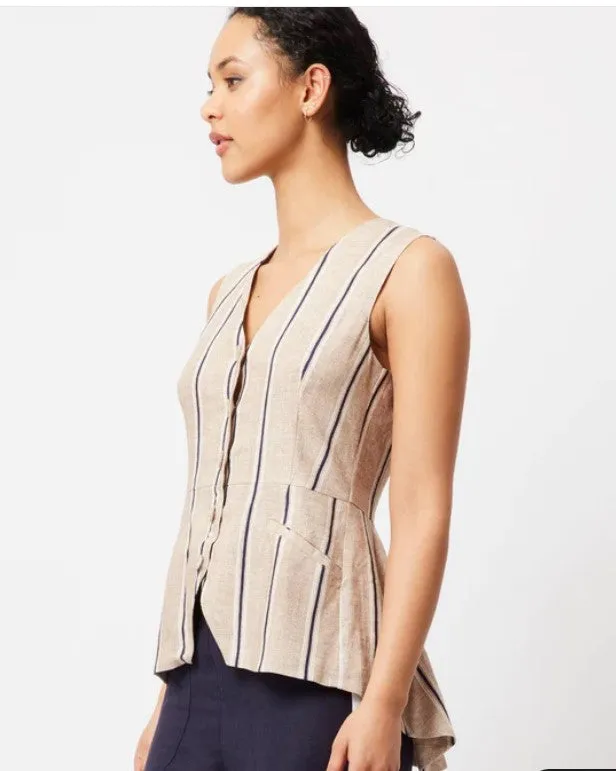 Once Was - Grace Linen Vest in Stripe
