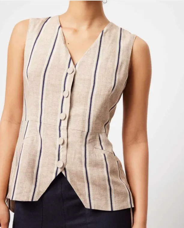 Once Was - Grace Linen Vest in Stripe