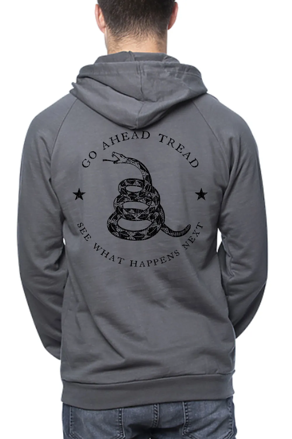 ORGANIC COTTON PULLOVER HOODIE - GO AHEAD TREAD - OLD SCHOOL (Made in the USA)