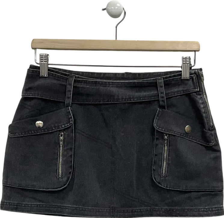 Outcast Grey Pocket Detail Denim Mini Skirt UK S
