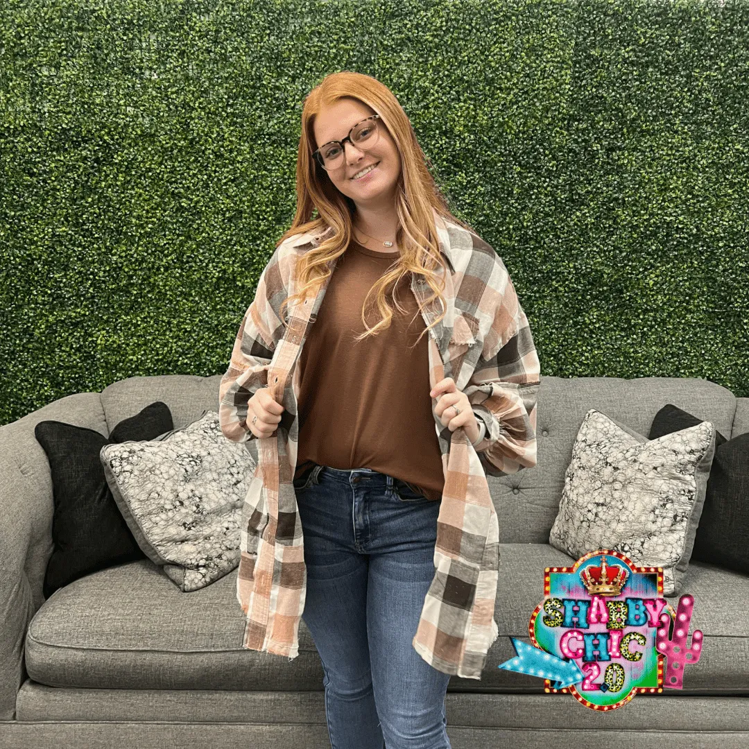 Oversized Brown Plaid Shirt