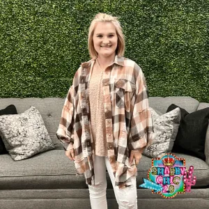 Oversized Brown Plaid Shirt