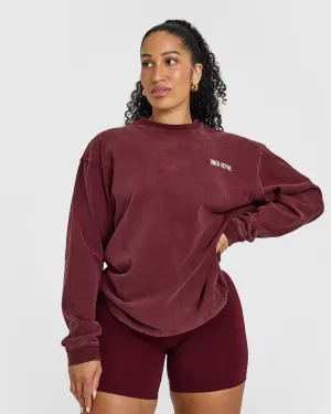 Oversized Graphic Washed Long Sleeve Top | Rosewood