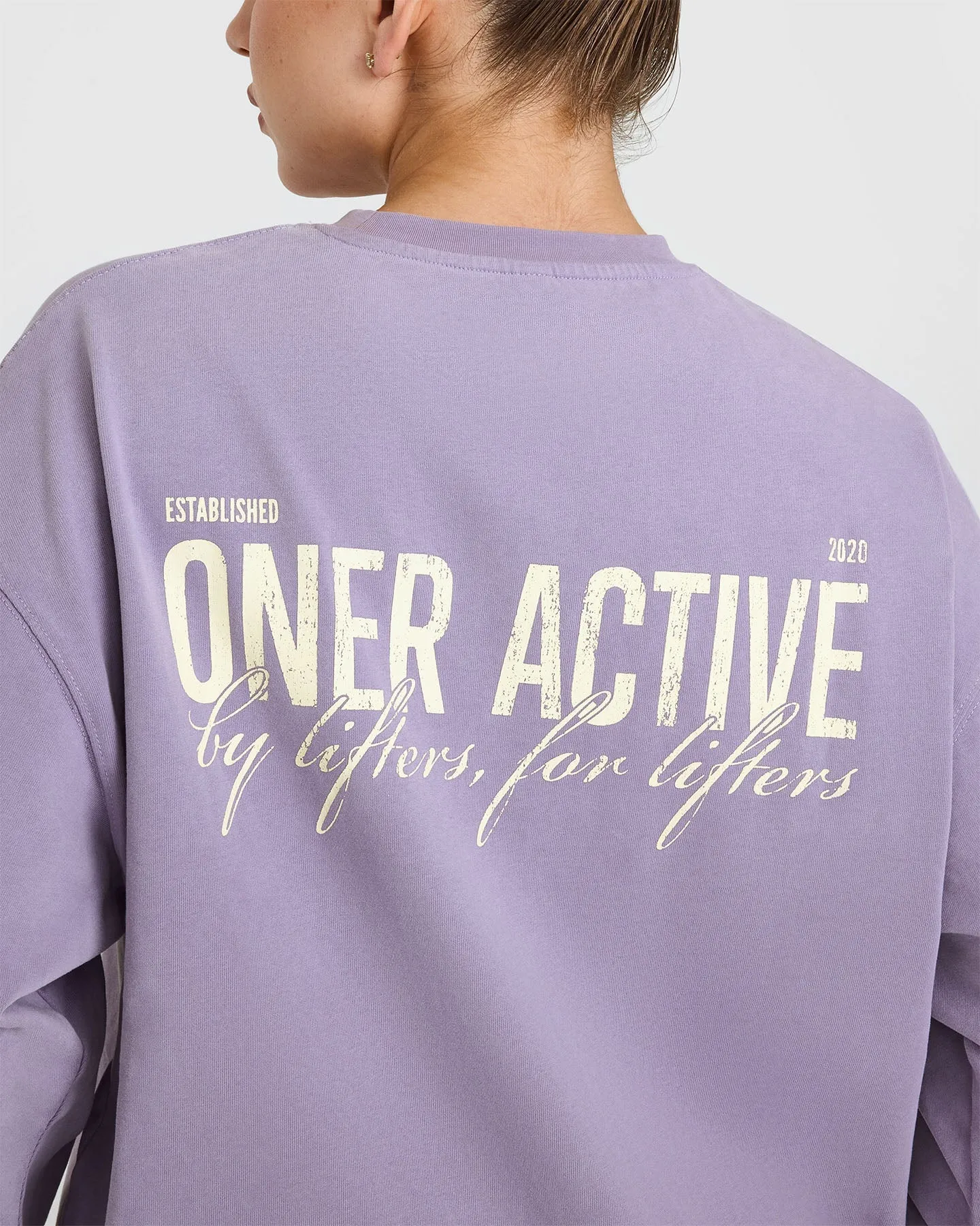 Oversized Graphic Washed Long Sleeve Top | Soft Purple
