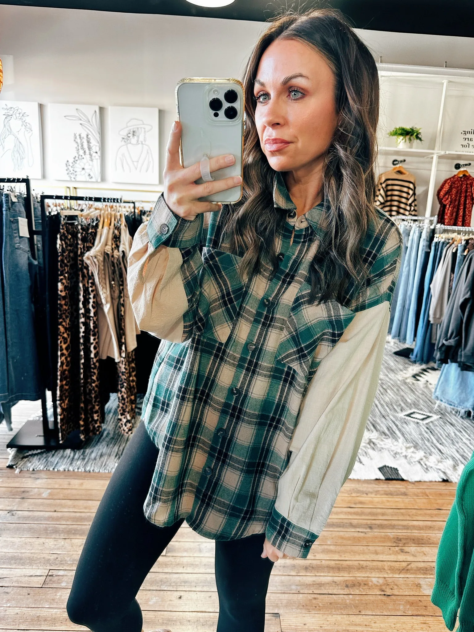 Oversized Plaid Snow Wash Shirt -ALL SALES FINAL