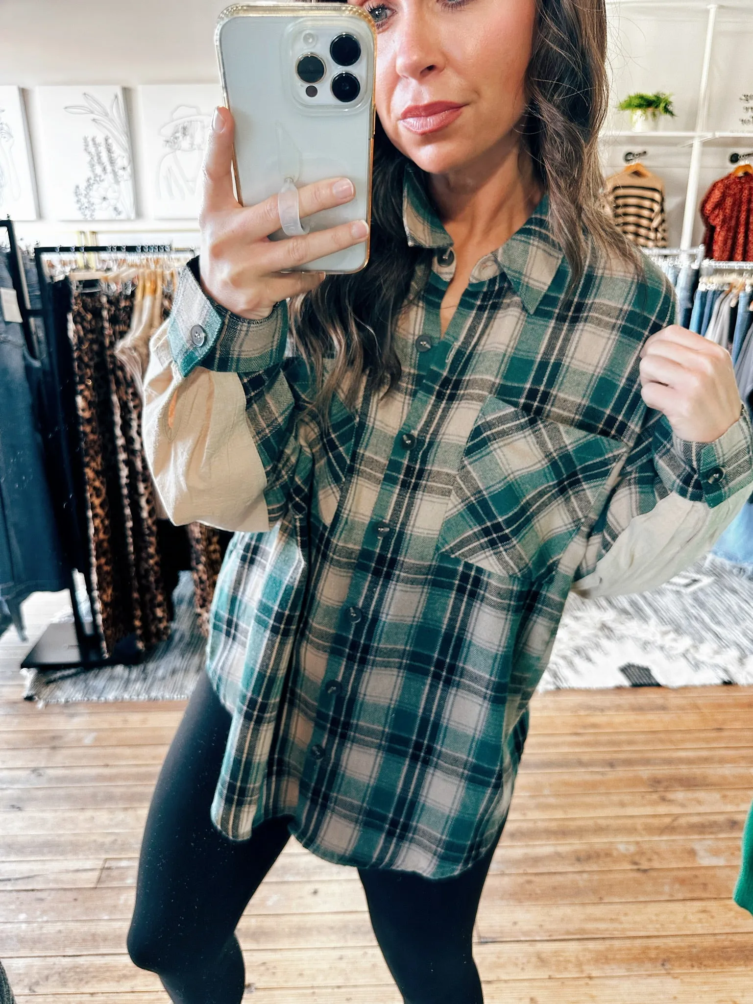 Oversized Plaid Snow Wash Shirt -ALL SALES FINAL
