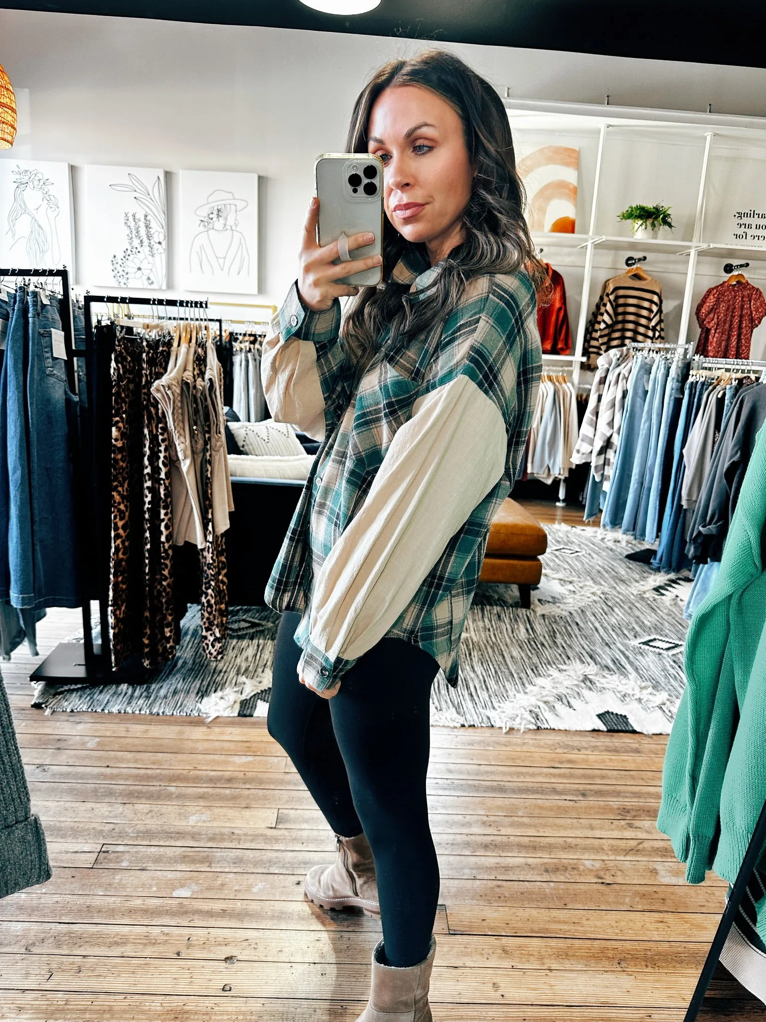 Oversized Plaid Snow Wash Shirt -ALL SALES FINAL