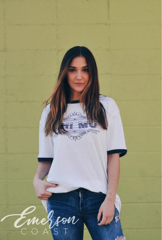 Phi Mu Navy Ringer Tee