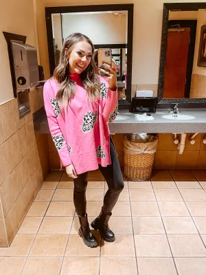 Pink Cowboy Hat Pullover with Side Slits