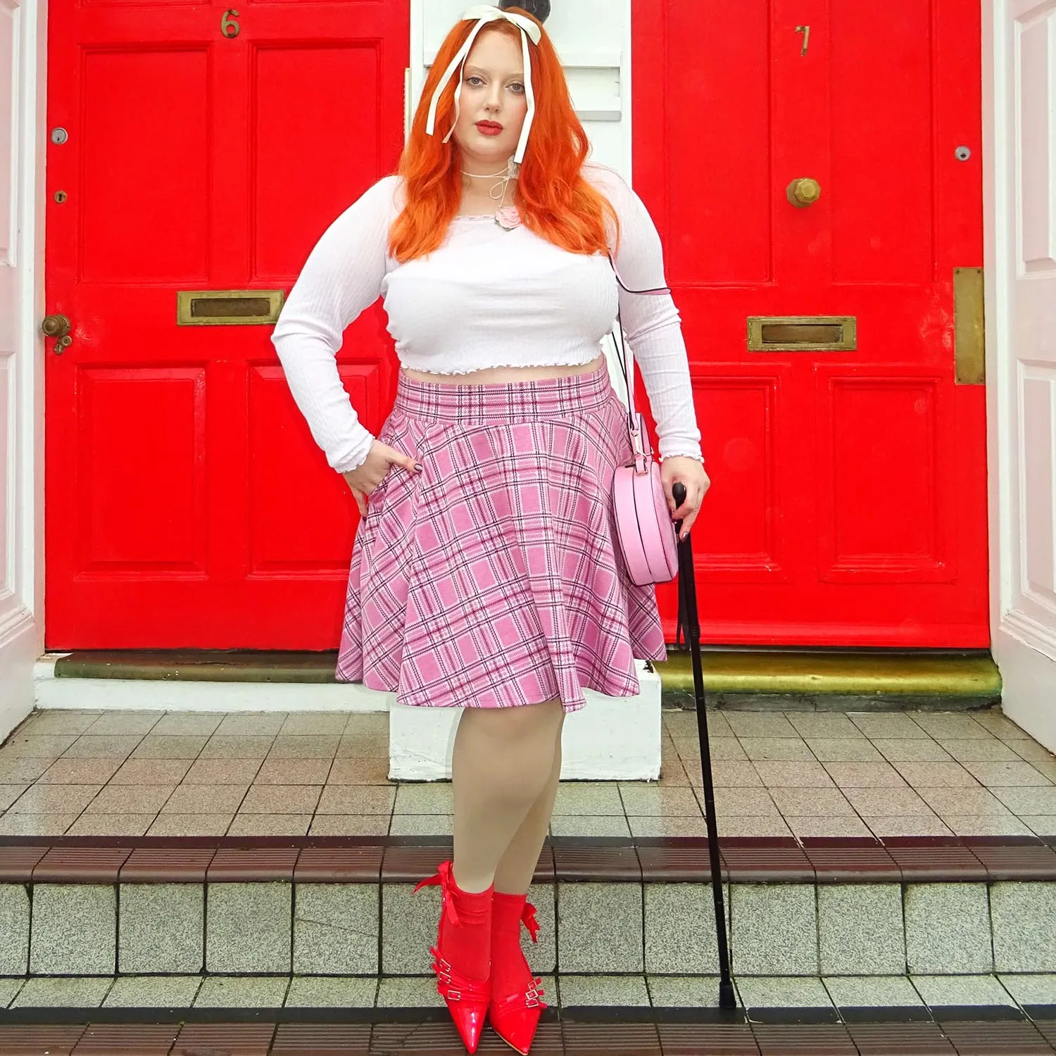 Plaid Mini-Flare Skirt - Highland Rose (V2)