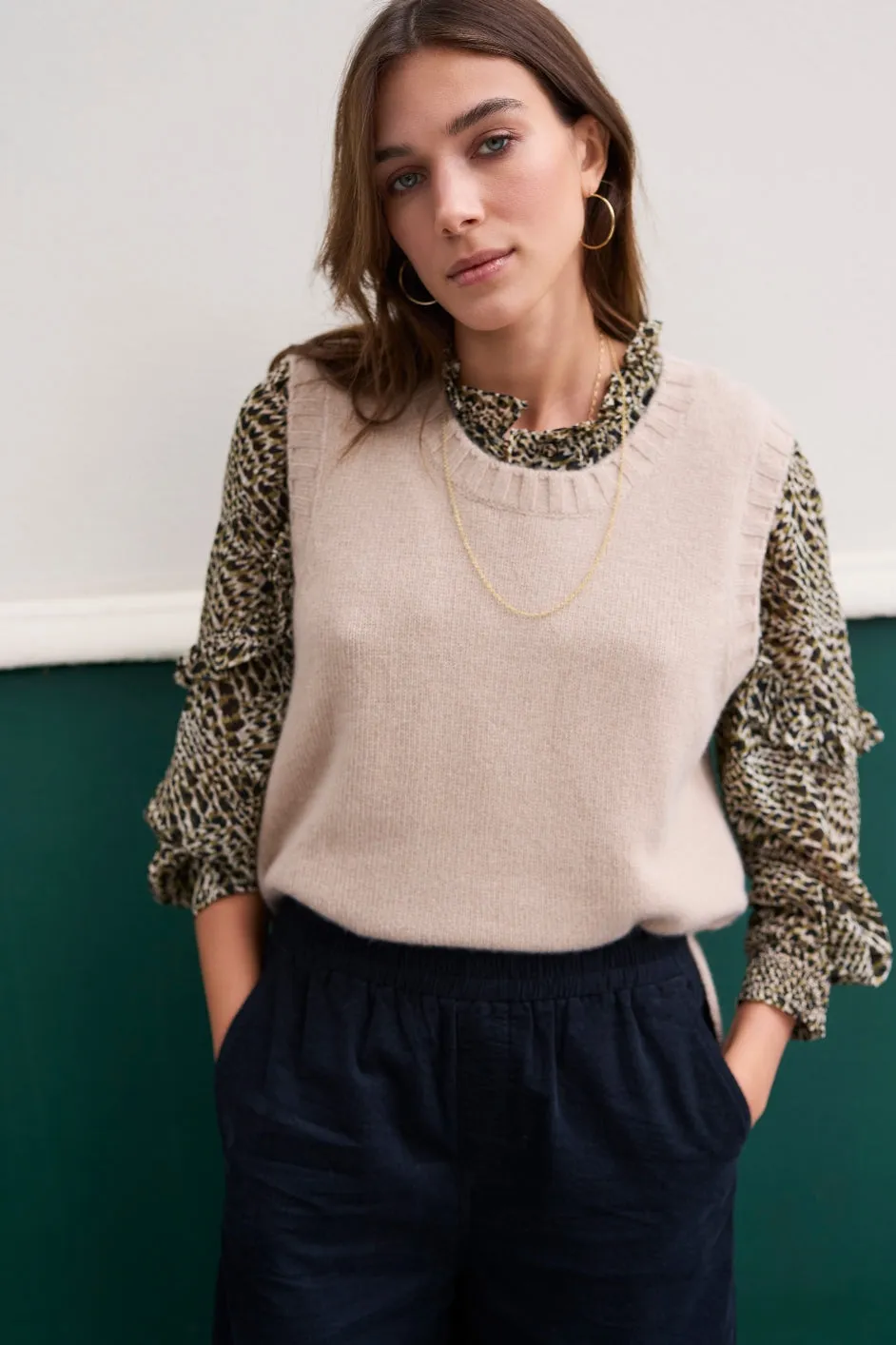 Polly Frill Blouse - Leopard Geo