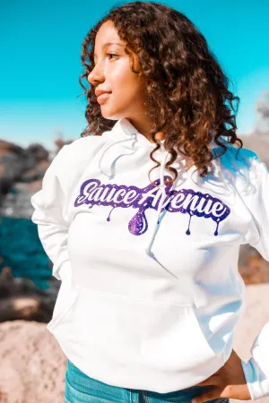 Purple SA Drip | White Hoodie