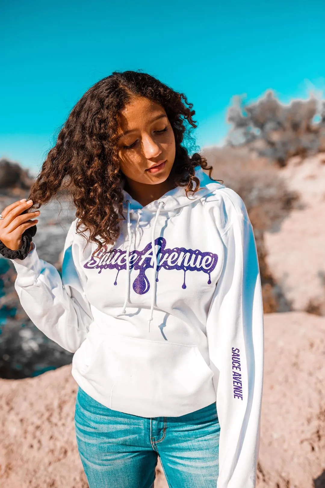 Purple SA Drip | White Hoodie