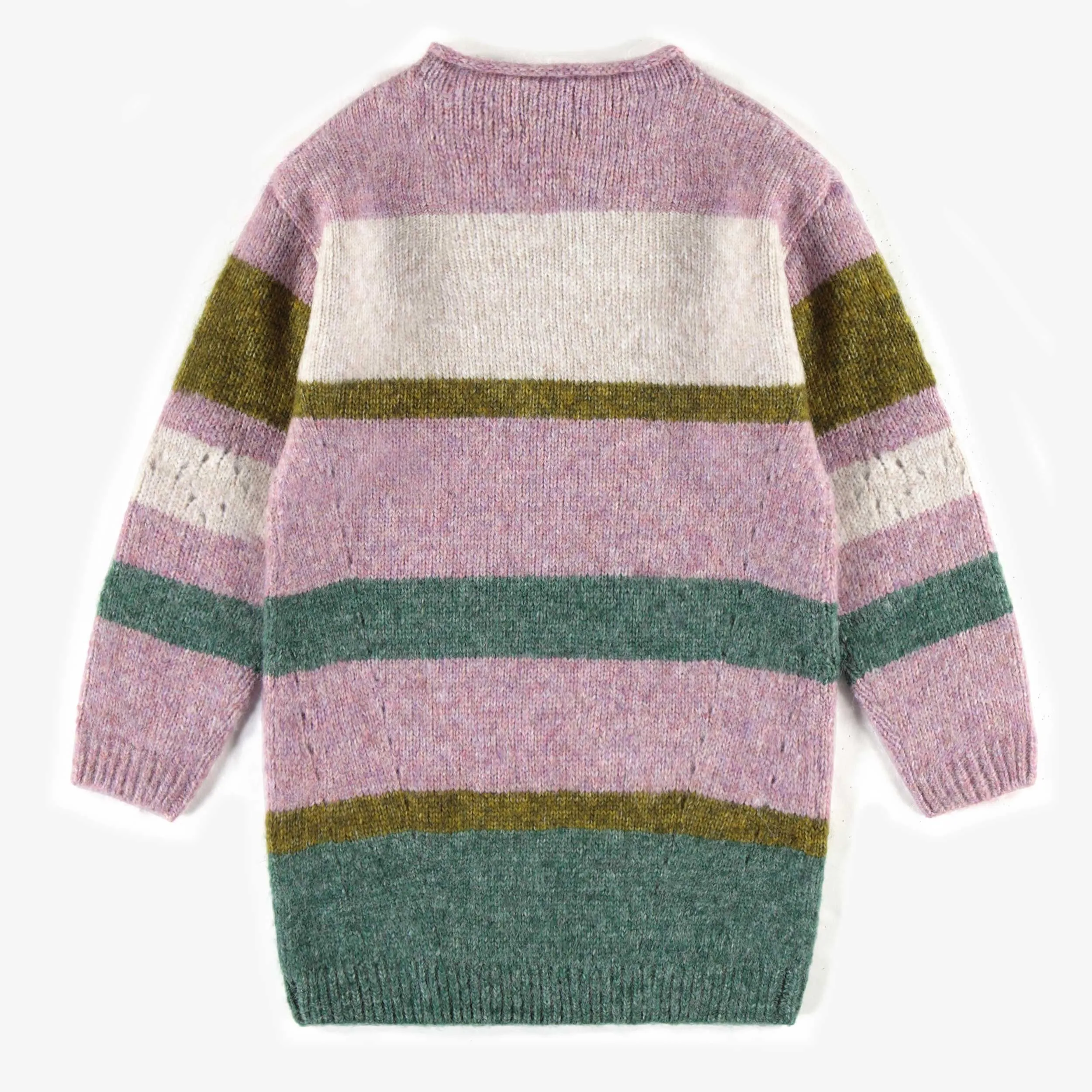 Robe de maille mauve bloc de couleurs, enfant || Purple color block knitted dress, child