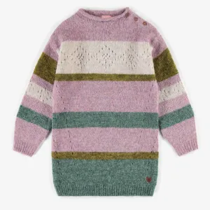 Robe de maille mauve bloc de couleurs, enfant || Purple color block knitted dress, child