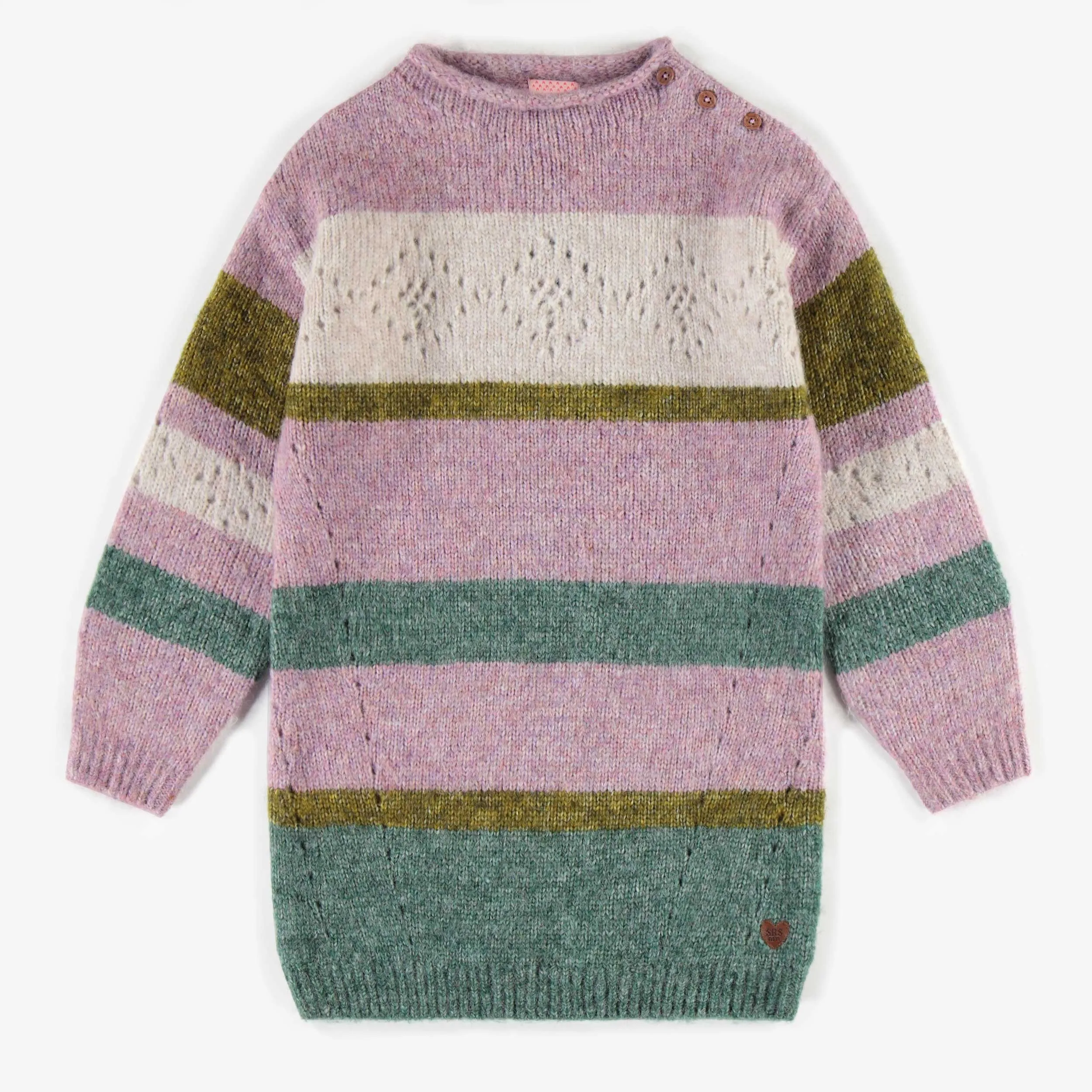 Robe de maille mauve bloc de couleurs, enfant || Purple color block knitted dress, child