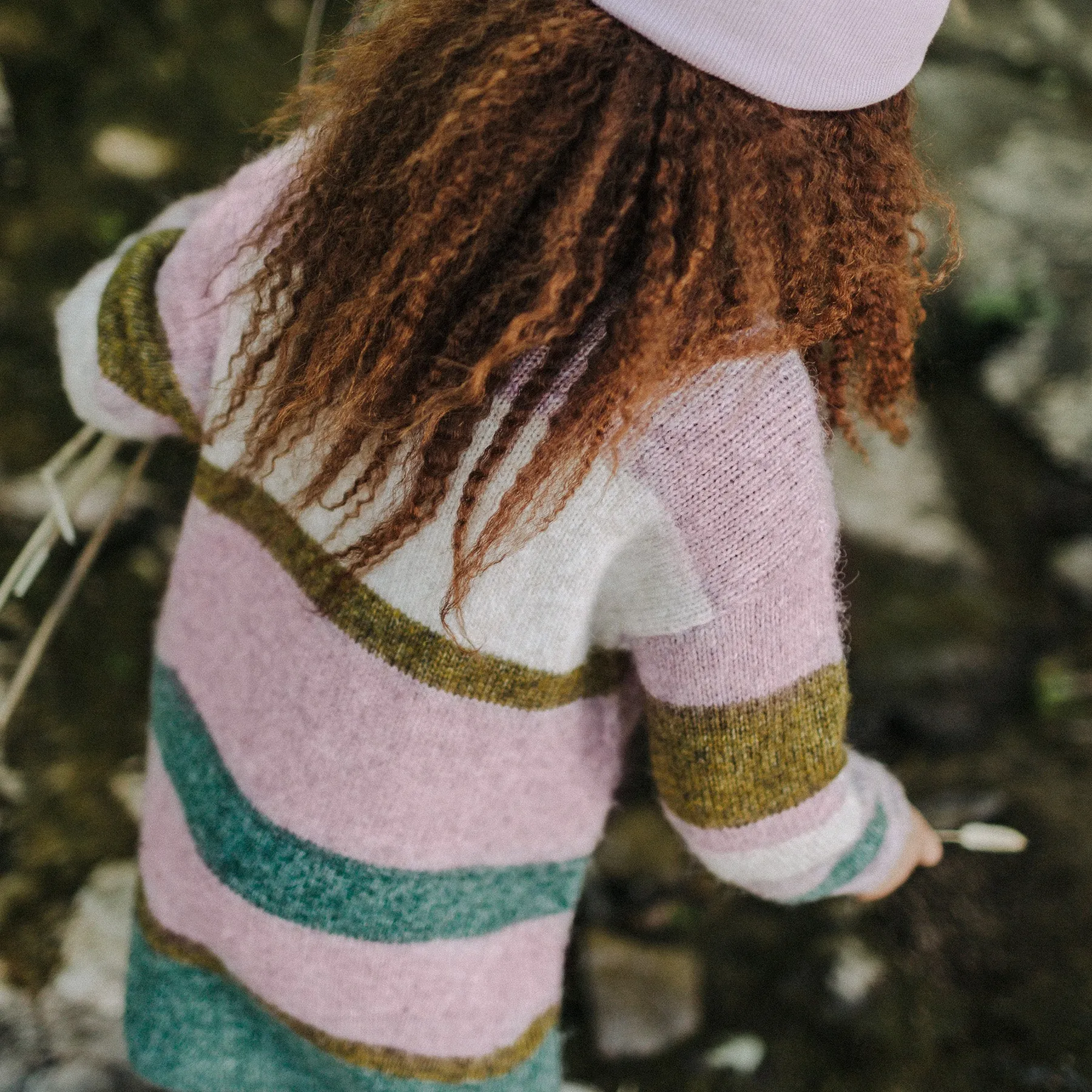 Robe de maille mauve bloc de couleurs, enfant || Purple color block knitted dress, child