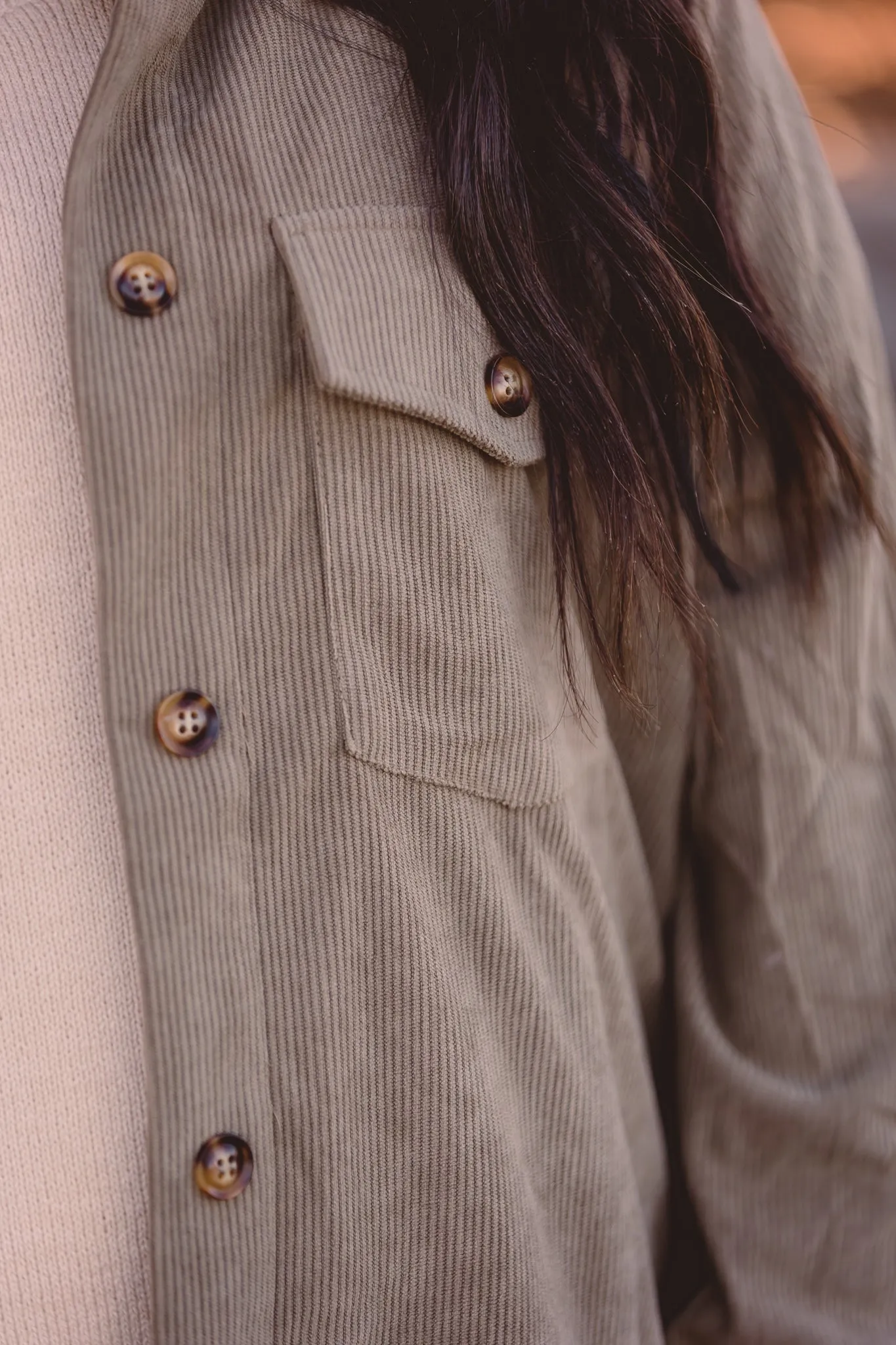 Sage   Cream Half & Half Mini Corduroy Shacket