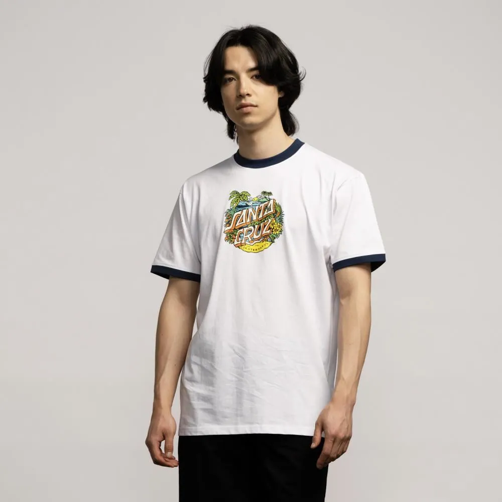 Santa Cruz Custom T-Shirt Aloha Dot Front Ringer - White