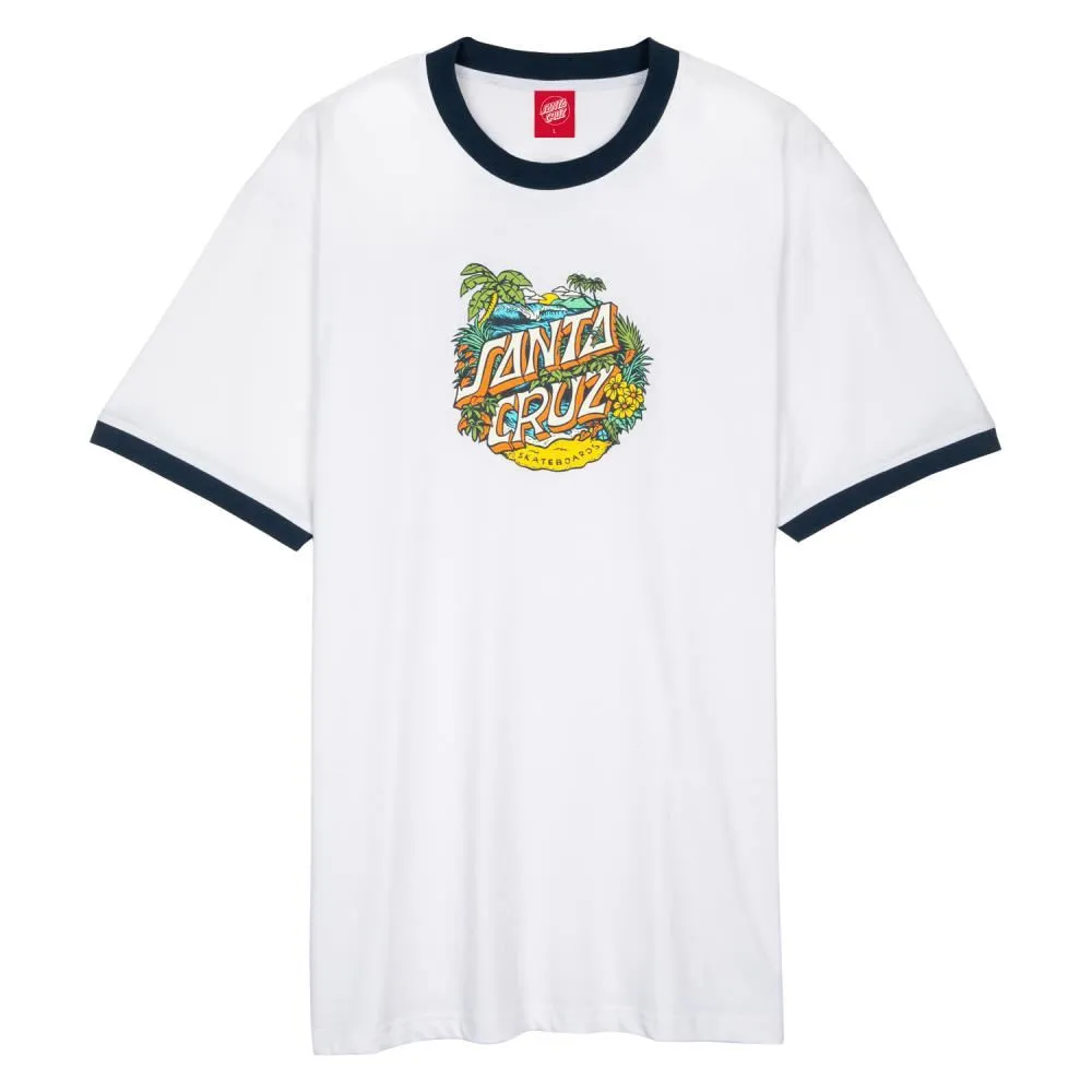 Santa Cruz Custom T-Shirt Aloha Dot Front Ringer - White