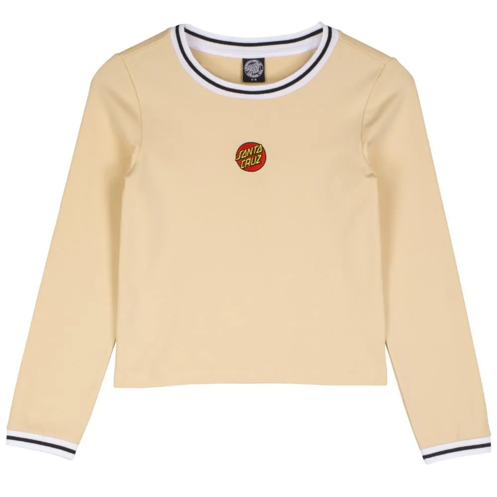 Santa Cruz Womens L/S T-Shirt Classic Dot Emb Ringer L/S - Chalk
