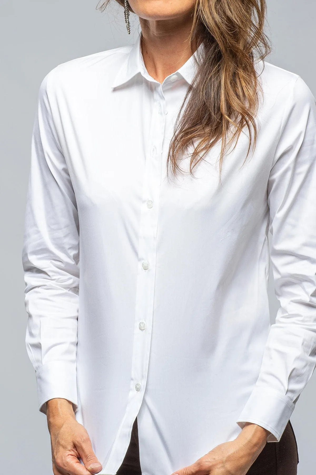 Sara Stretch Cotton White Shirt In White