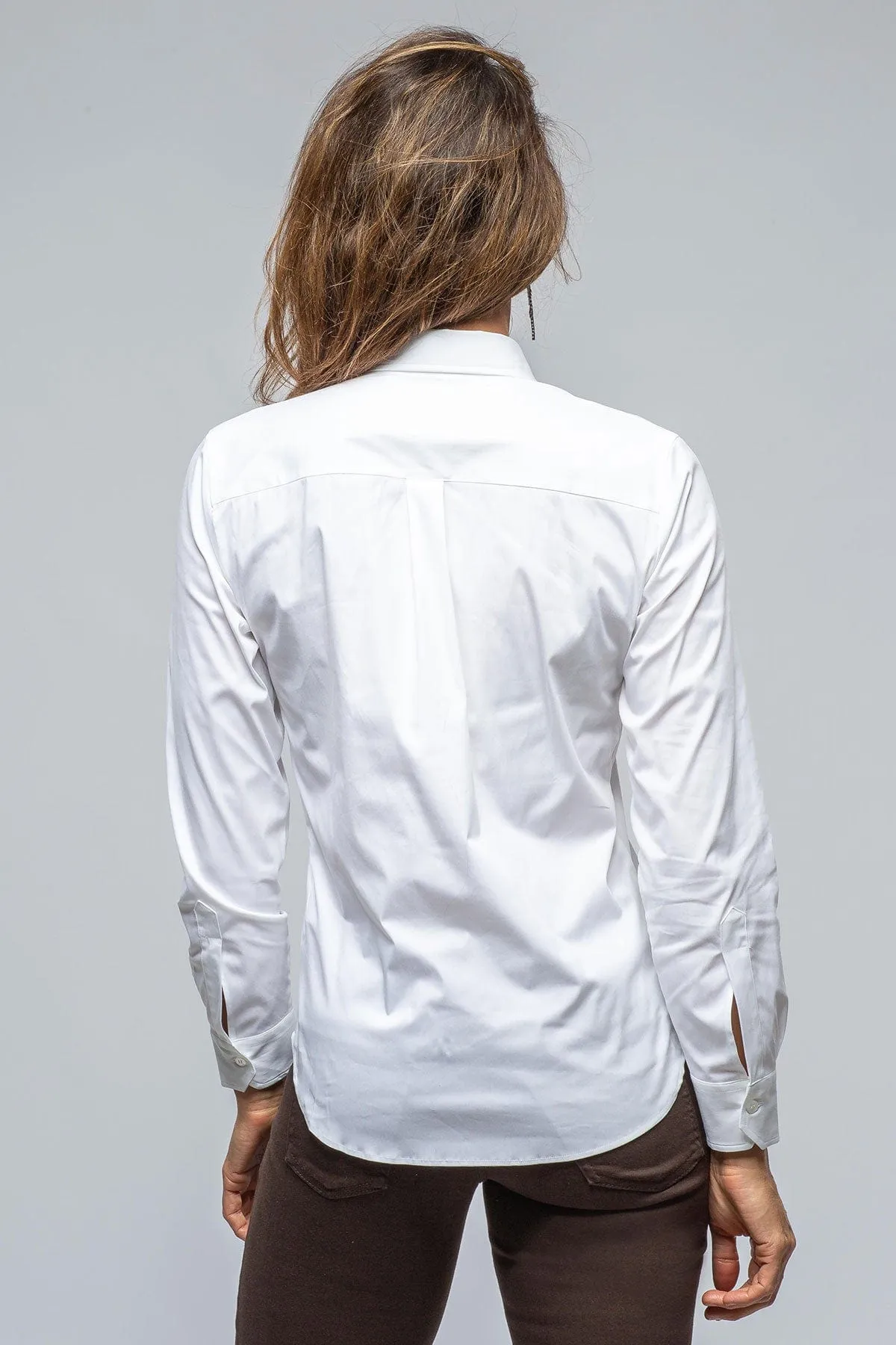 Sara Stretch Cotton White Shirt In White