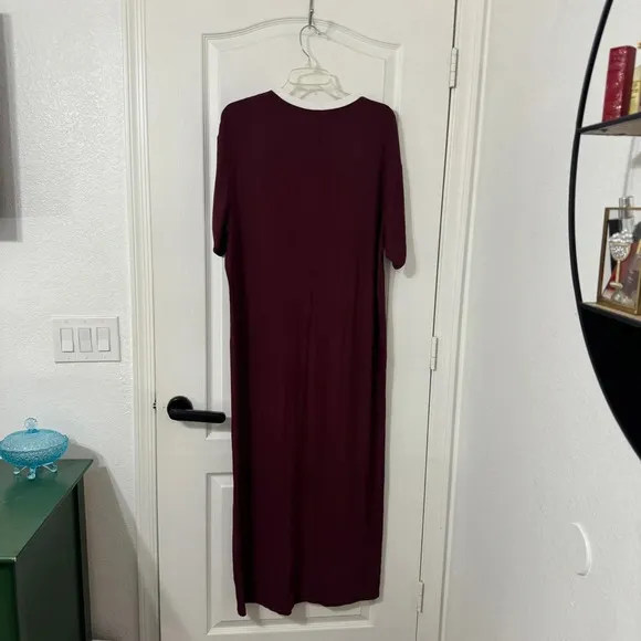 Skims Women's RINGER T-SHIRT LONG DRESS Pajama Short Sleeve Maxi Dress Size S