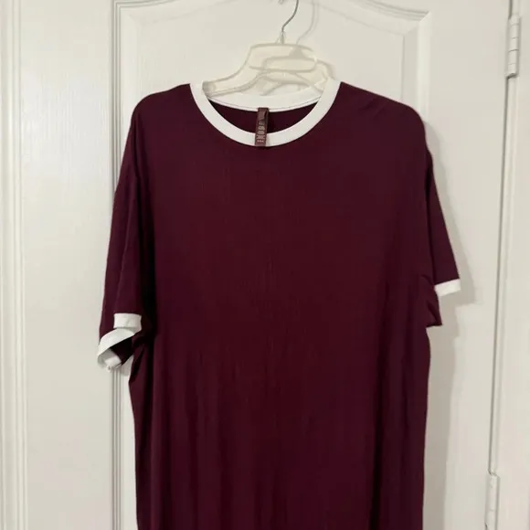 Skims Women's RINGER T-SHIRT LONG DRESS Pajama Short Sleeve Maxi Dress Size S