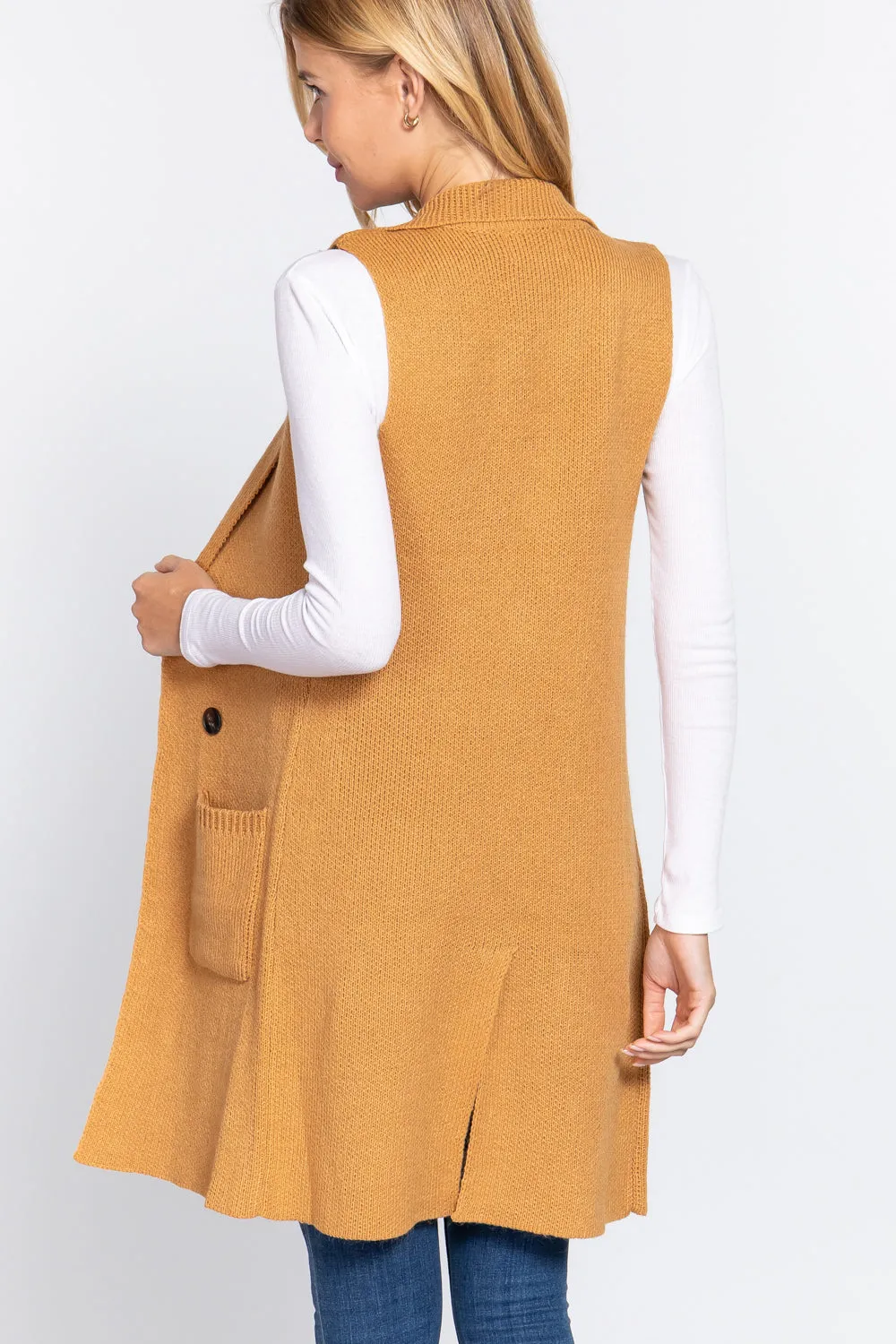 Sleeveless Long Sweater Vest