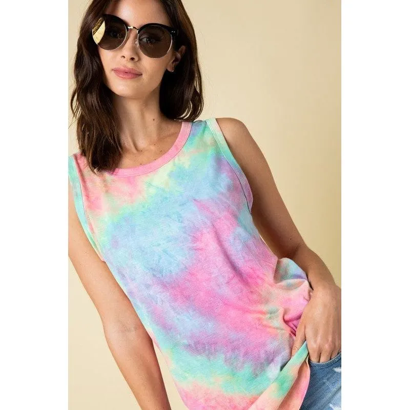 Sleeveless Multi Tie Die Top