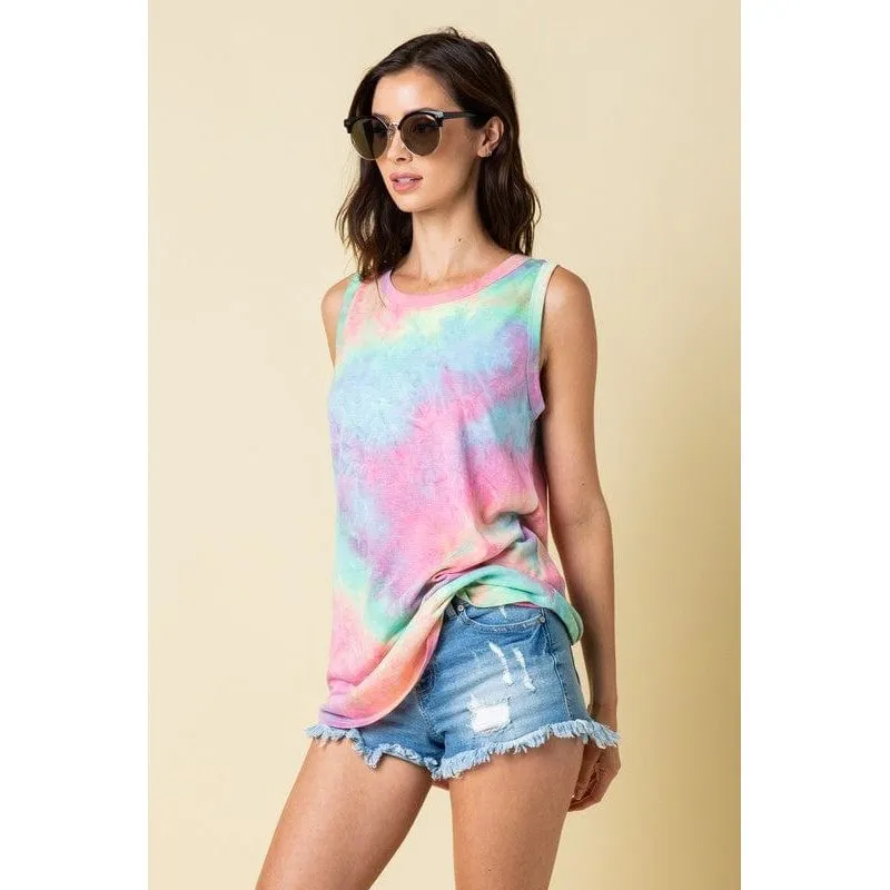 Sleeveless Multi Tie Die Top